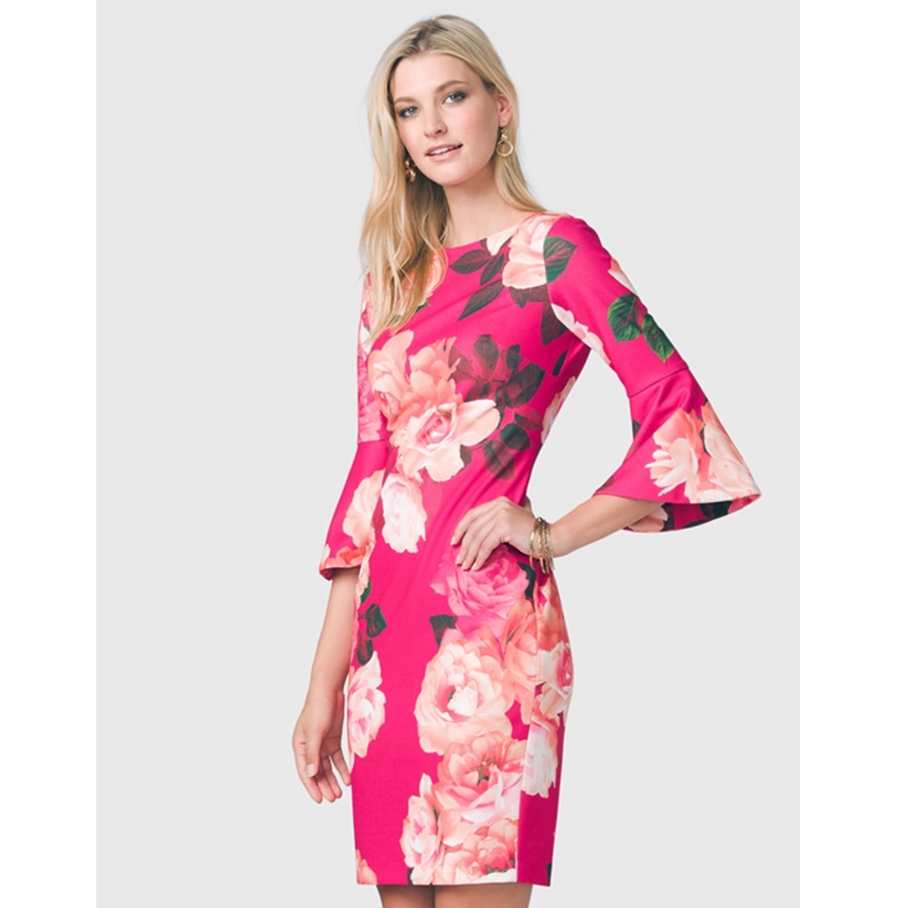 Calvin Klein Fuchsia Floral Midi Dress - Picture 3 of 12